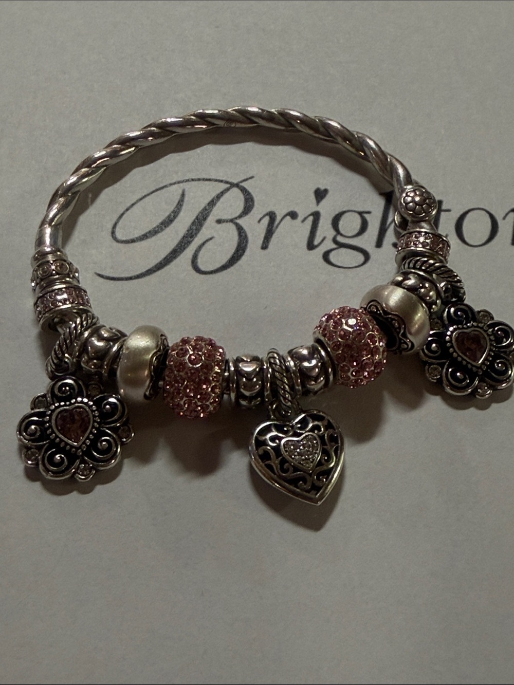 🌸 BRIGHTON Silver Charms Bangle Bracelet! Great gift idea 🌸